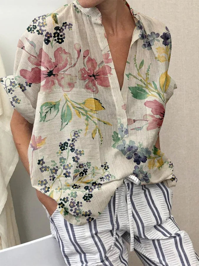 Overhemdblouse met bloemenpracht 