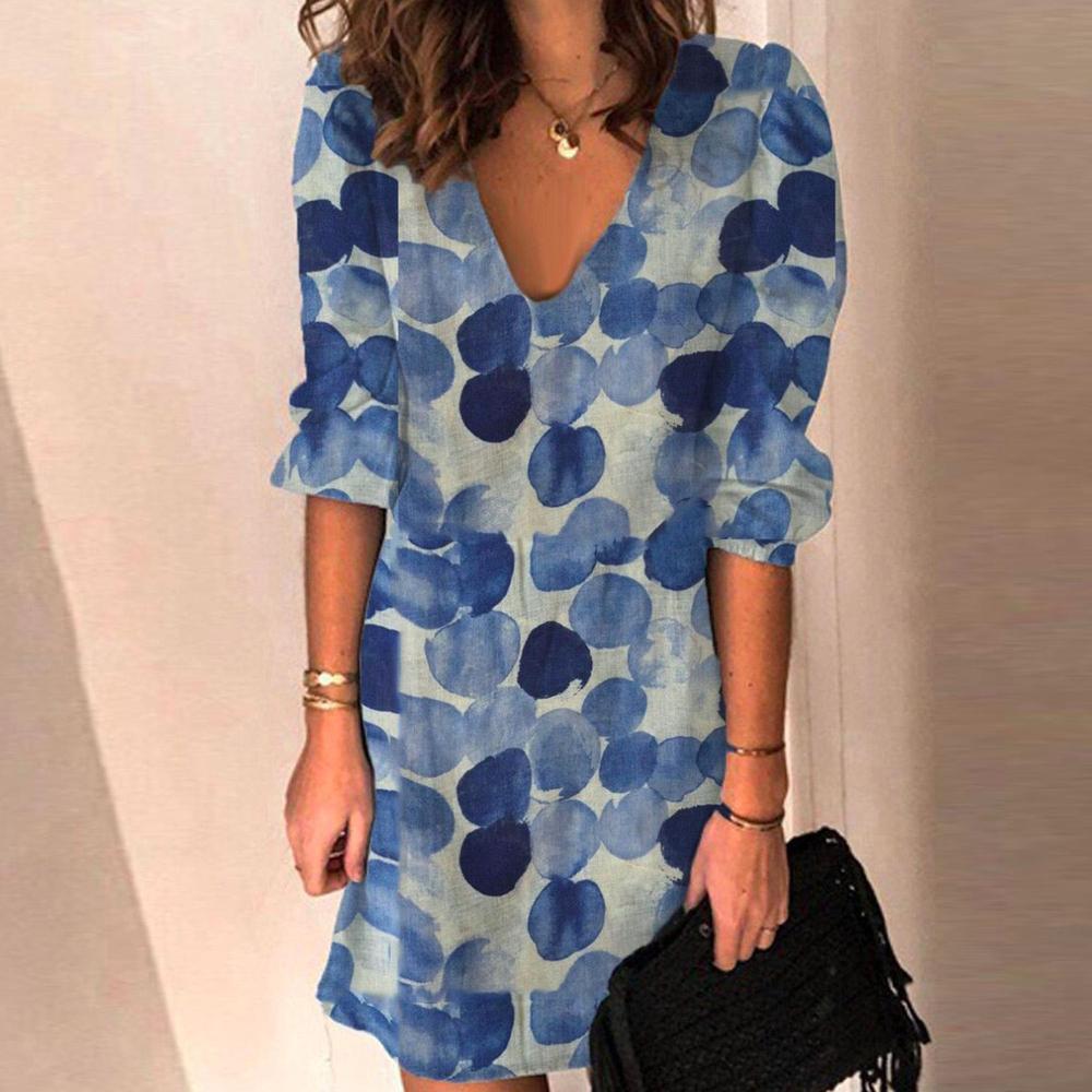 BlossomBliss® - Ocean Bubbles blauwe mini-jurk met stippen