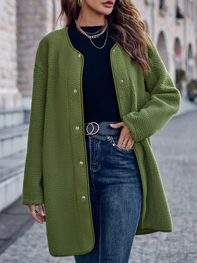 WinterTrend® - Groen effen vest met lange mouwen