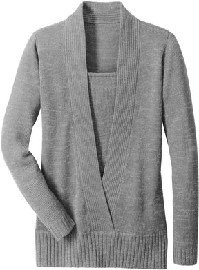 WinterTrend® - Grijze Twofer-sweater met lange mouwen en V-hals