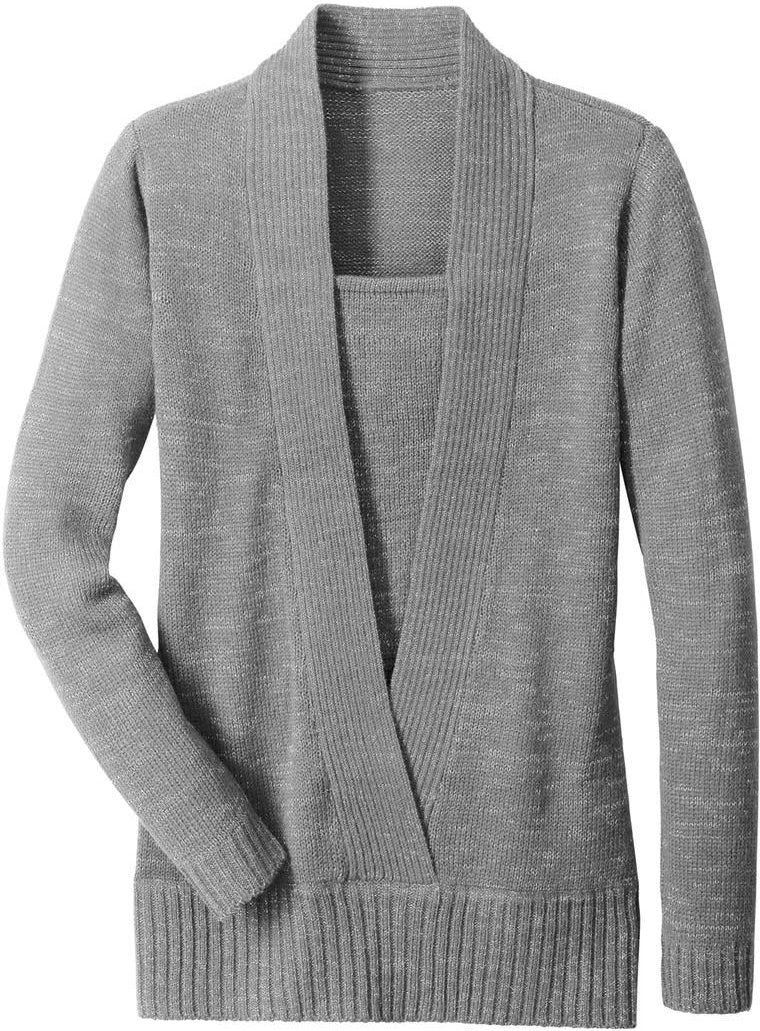 WinterTrend® - Grijze Twofer-sweater met lange mouwen en V-hals