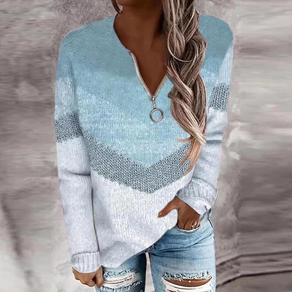 FallStil® - Blue Skies Chevron-sweater met rits