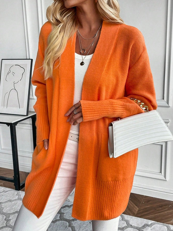 WinterTrend® - Oranje effen vest met lange mouwen