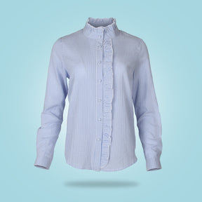 SpringStil® - Blauw shirt met lange mouwen en print