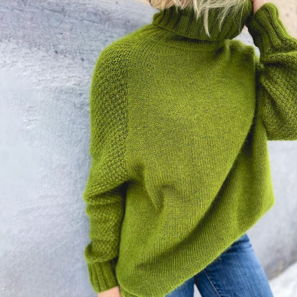 HerbstTrend® - Grasgroene oversized gebreide coltrui