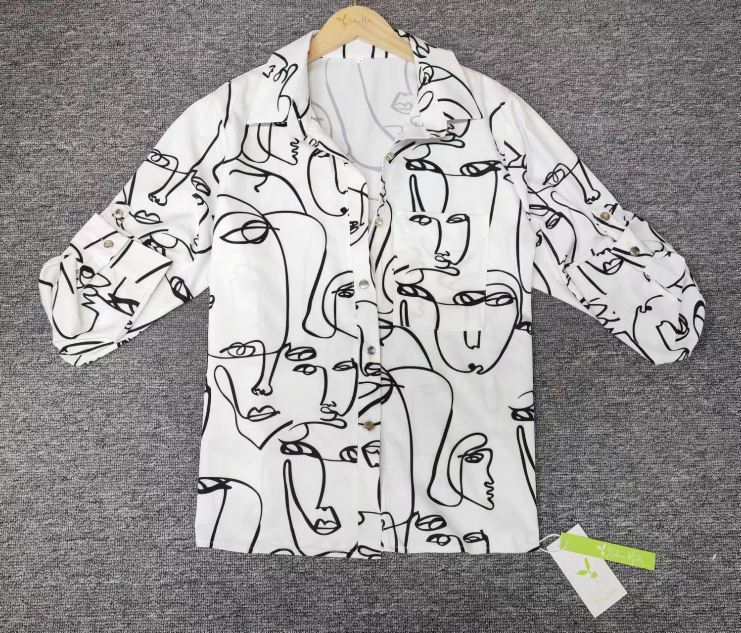 Lovja® - Wit shirt met lange mouwen en print