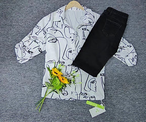 Lovja® - Wit shirt met lange mouwen en print