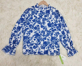 Even&amp;Vil® - Sweet Plant Blauwe top met lange mouwen