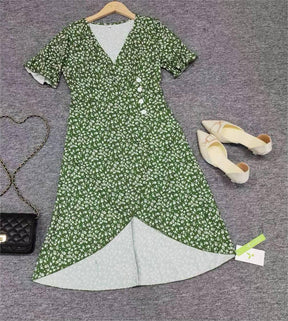 SpringStil® - Frisse groene midi-jurk met korte mouwen