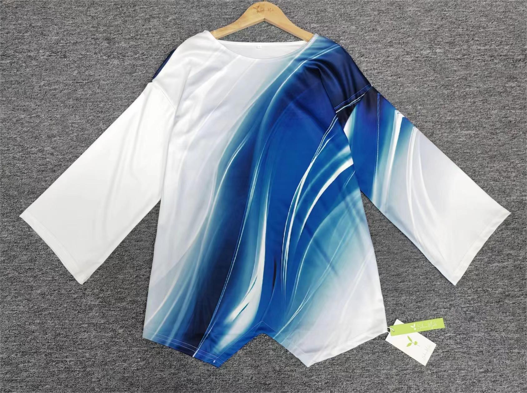 FallStil® - Ultra-Mod Blue Wave witte tuniektop