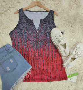 FallStil® - Ombre tanktop met regenpatroon in blauw en rood