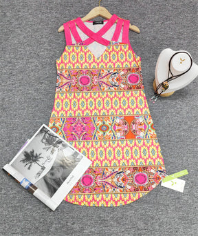 PureWear® - Roze mini-jurk met gemengde print