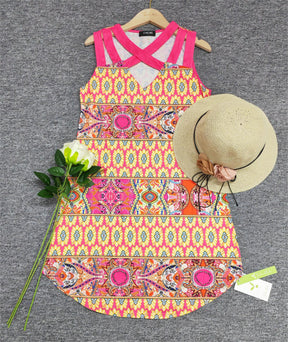 PureWear® - Roze mini-jurk met gemengde print