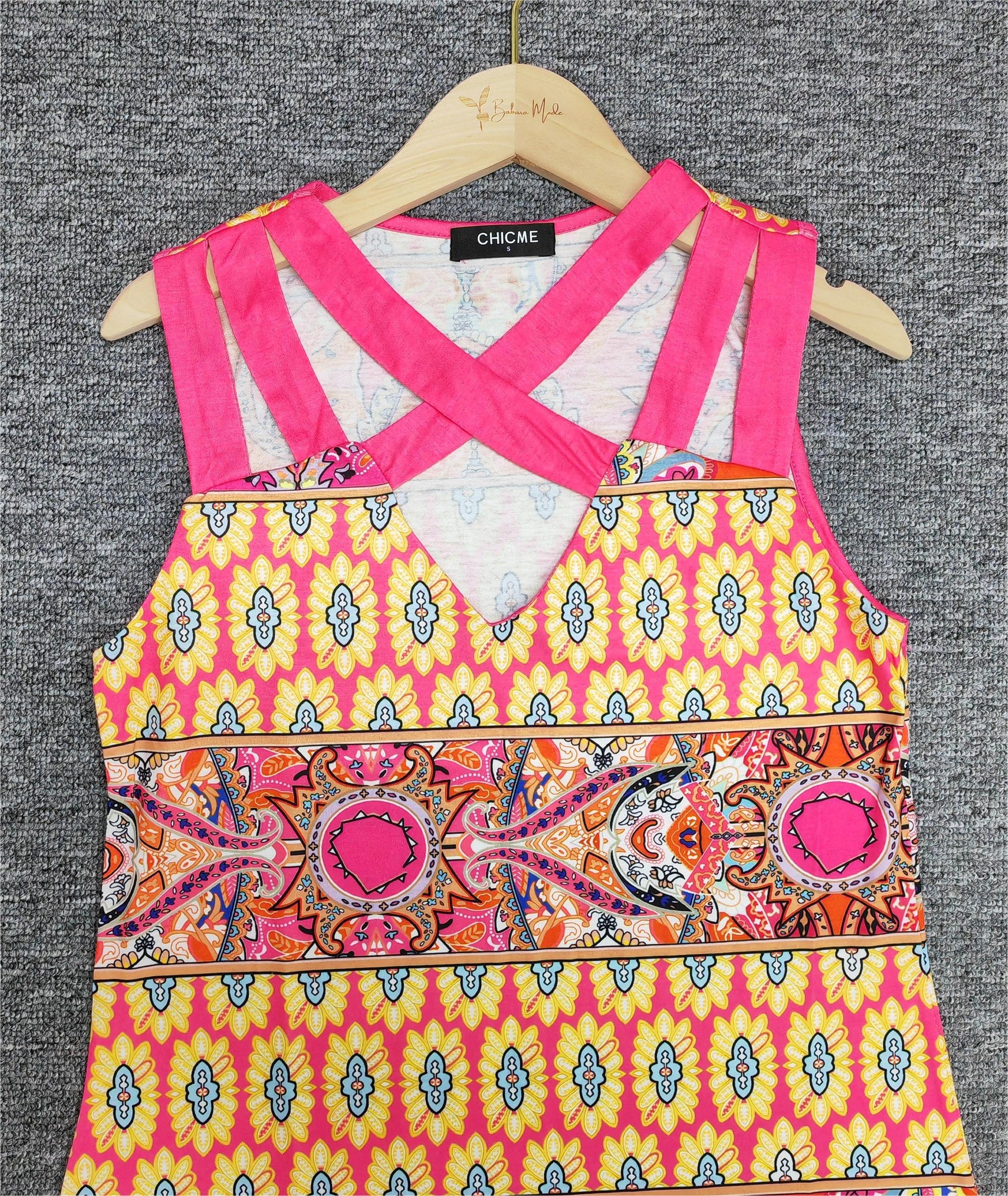 PureWear® - Roze mini-jurk met gemengde print