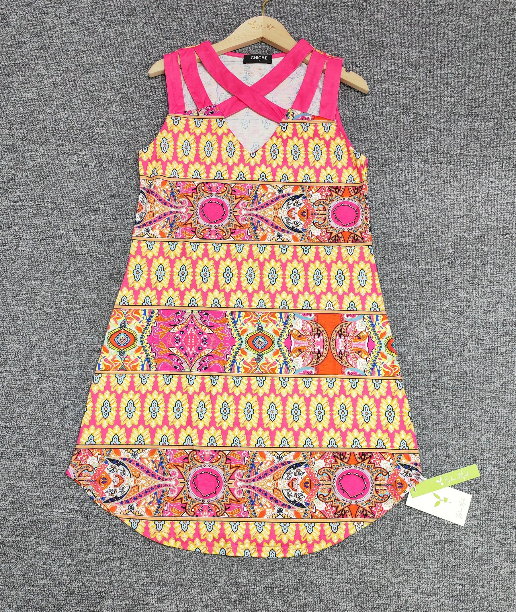 PureWear® - Roze mini-jurk met gemengde print