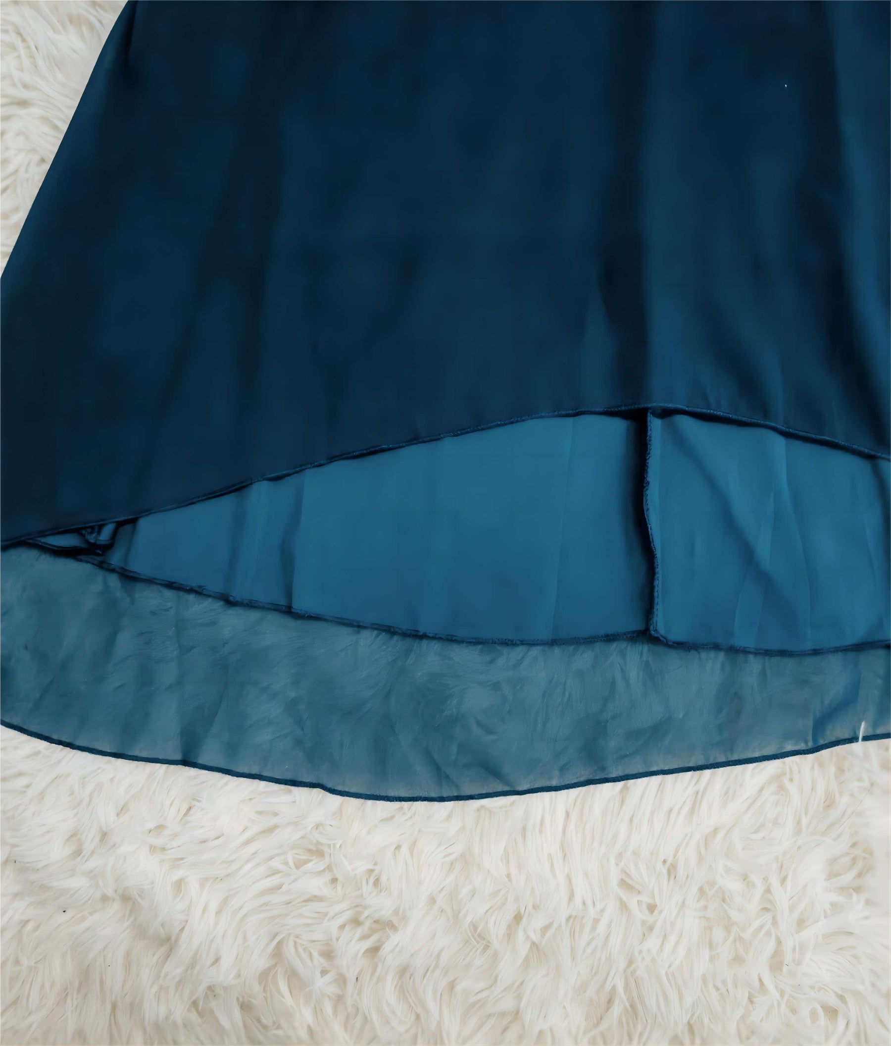 PureWear® - Blauwe midi-jurk met korte mouwen en strikceintuur