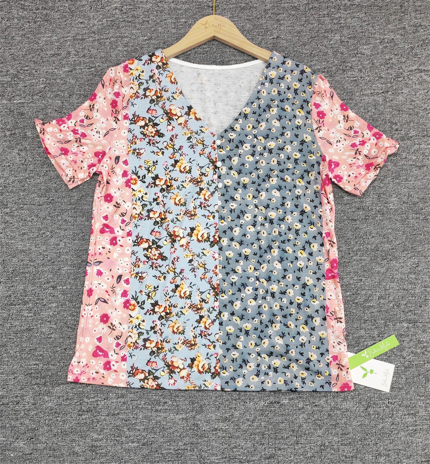 FallStil® - Retro-top met korte mouwen en print