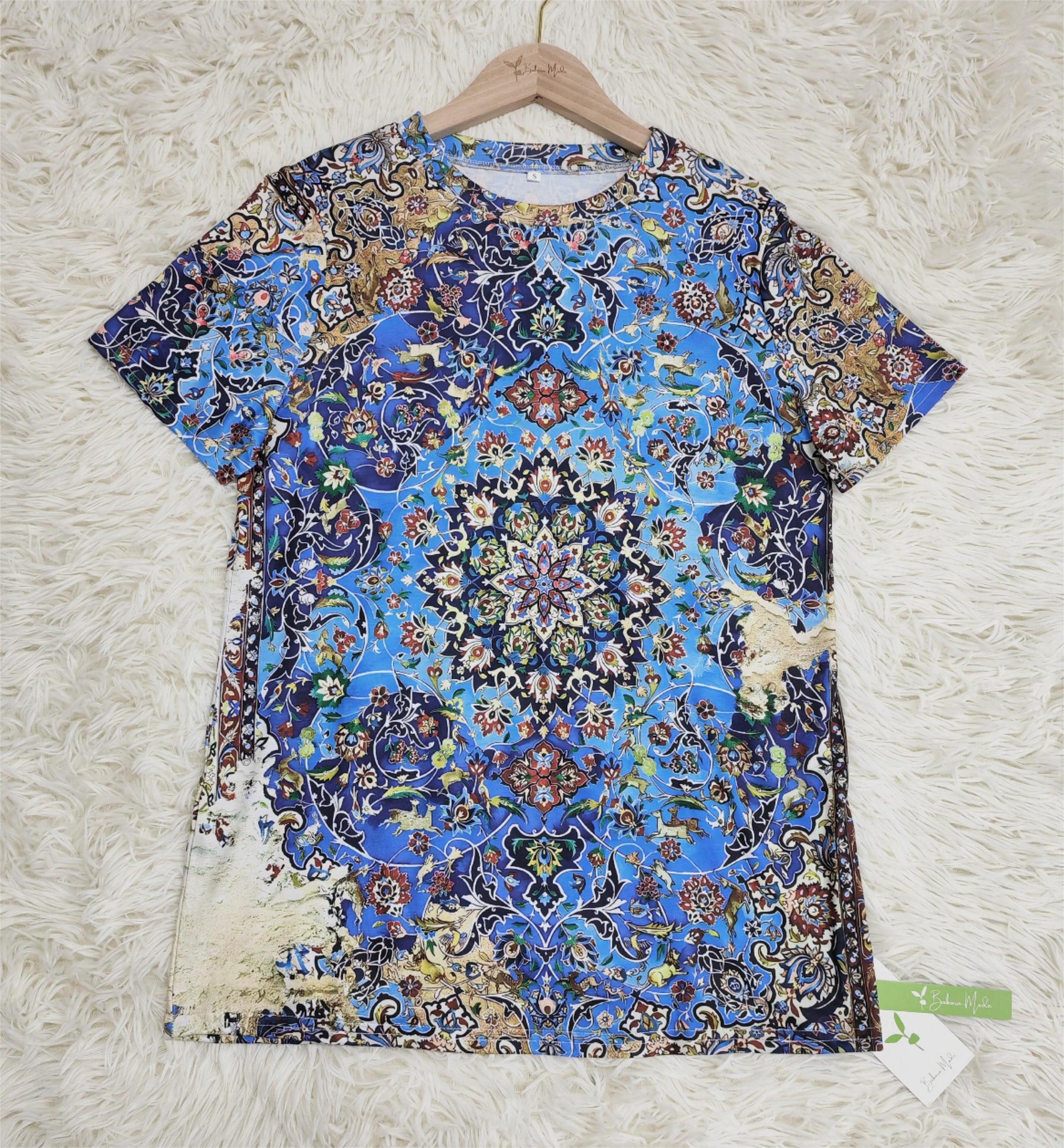 SpringStil® - Mooie top met korte mouwen en blauwe print