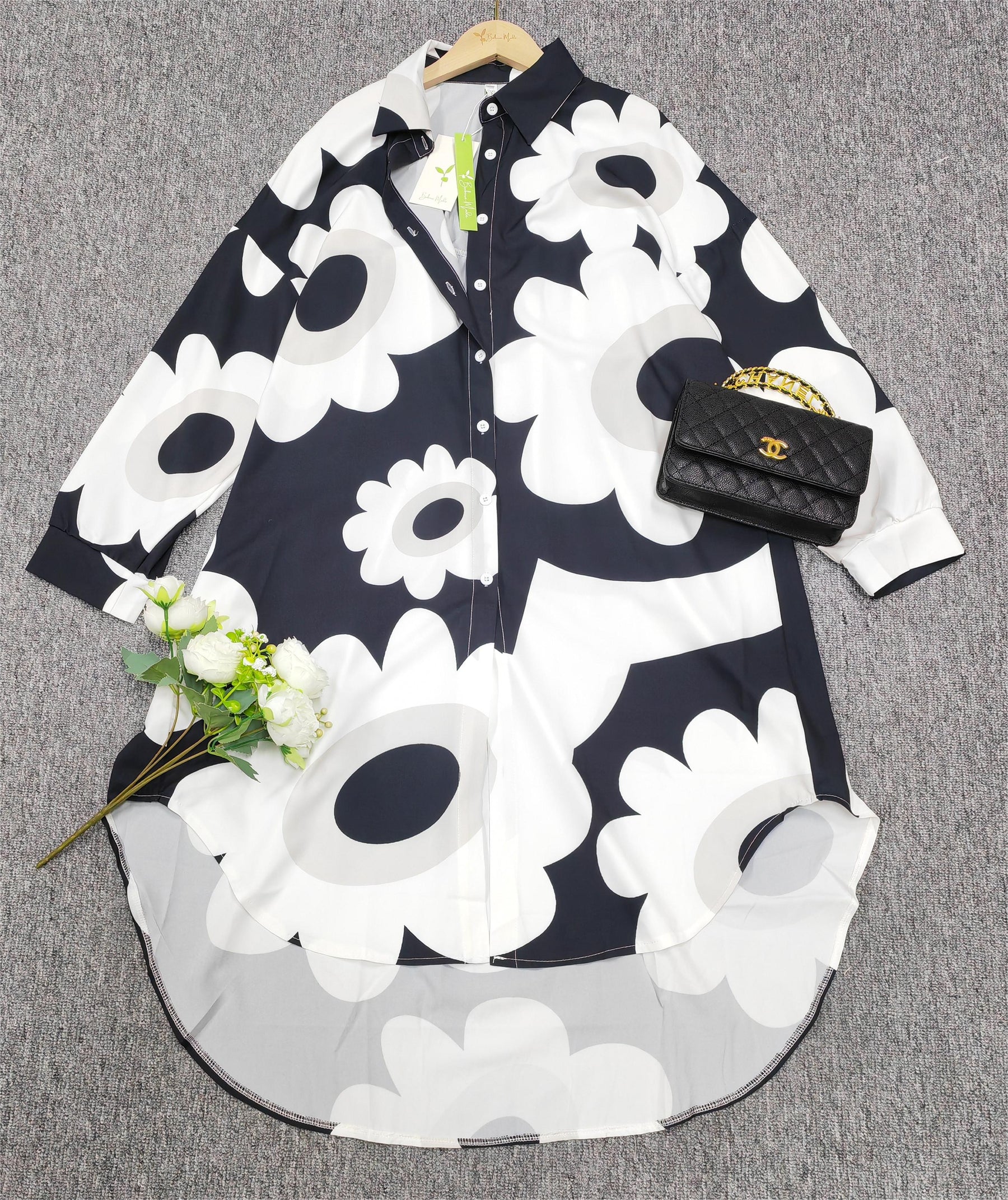 FallStil® - Groovy mini-jurk met lange mouwen en print