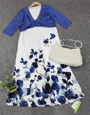 SpringStil® - Trendy blauwe midi-jurk met steekzakken