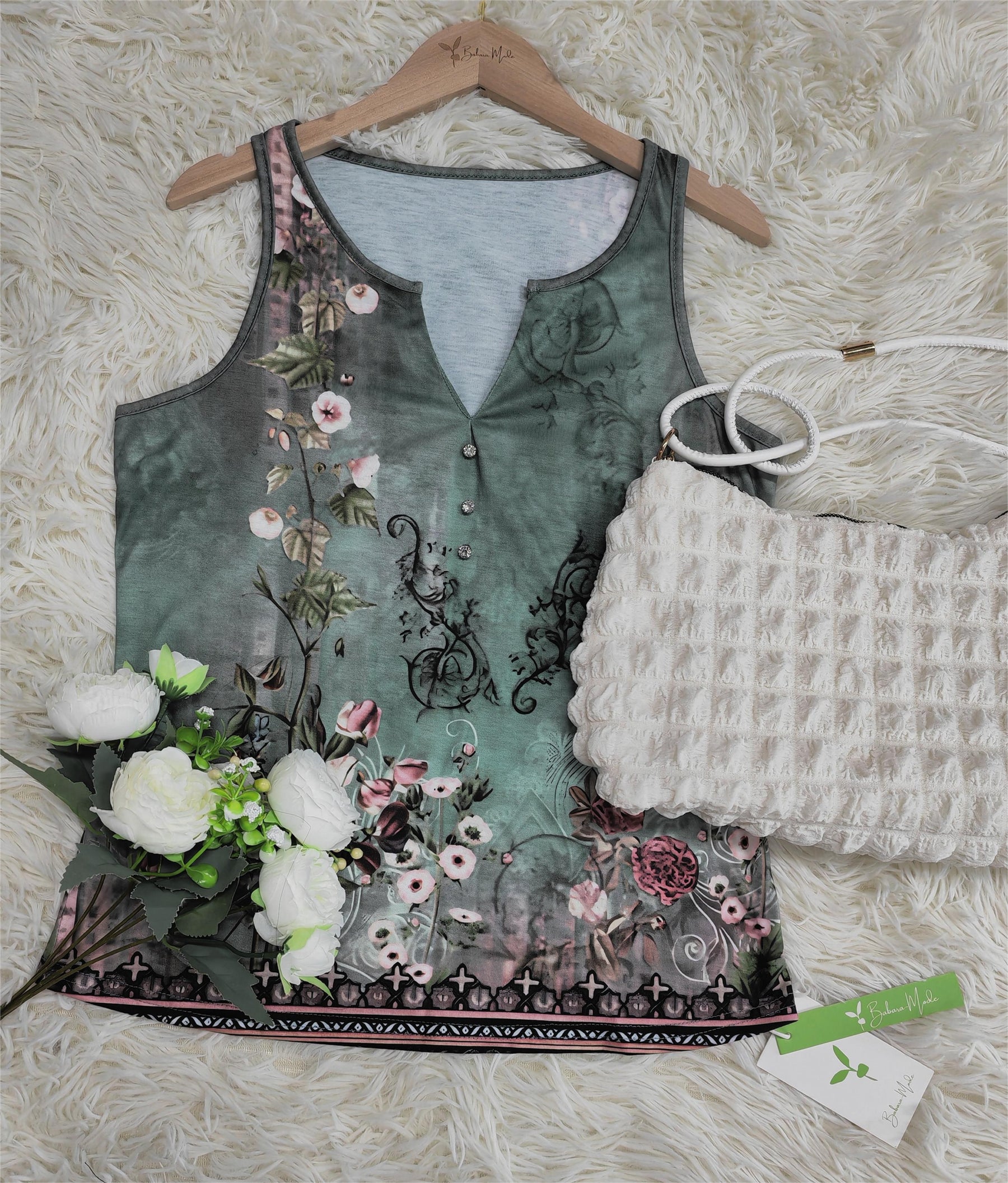 PureWear® - Mouwloze tanktop met aquarelbloemen