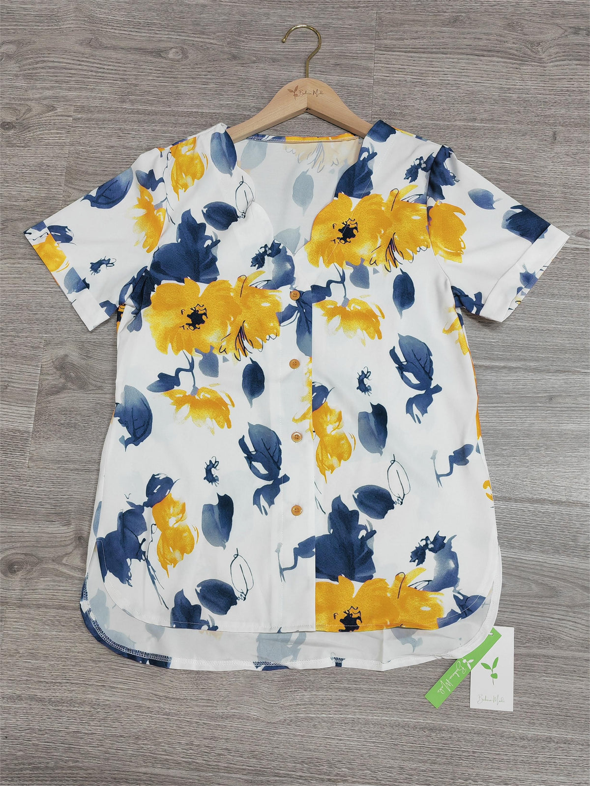 SpringStil® - Romantische top met korte mouwen en bloemenprint