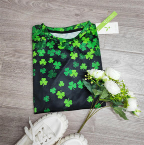 SpringStil® - Lucky Green top met lange mouwen en klavertje vier