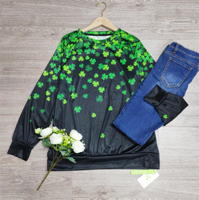 SpringStil® - Lucky Green top met lange mouwen en klavertje vier