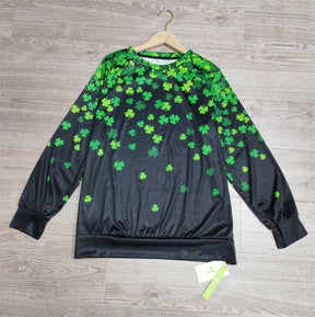 SpringStil® - Lucky Green top met lange mouwen en klavertje vier