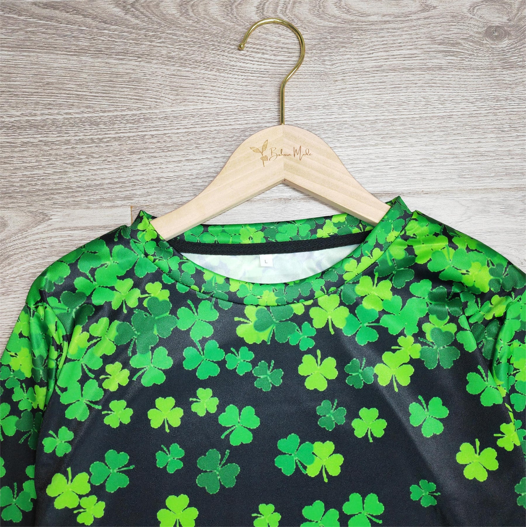 SpringStil® - Lucky Green top met lange mouwen en klavertje vier