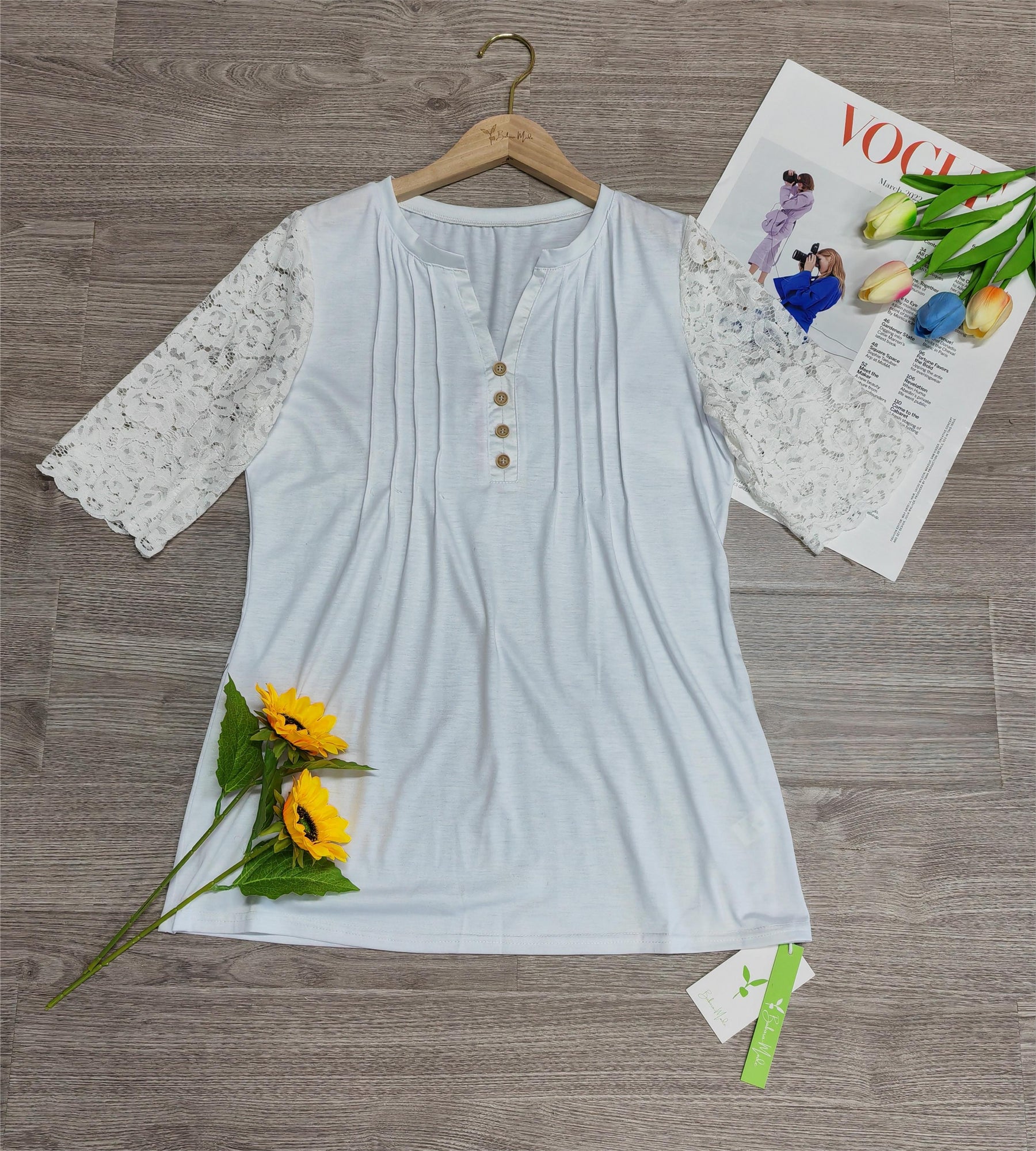 SpringStil® - Elegante effen top met transparante mouwen