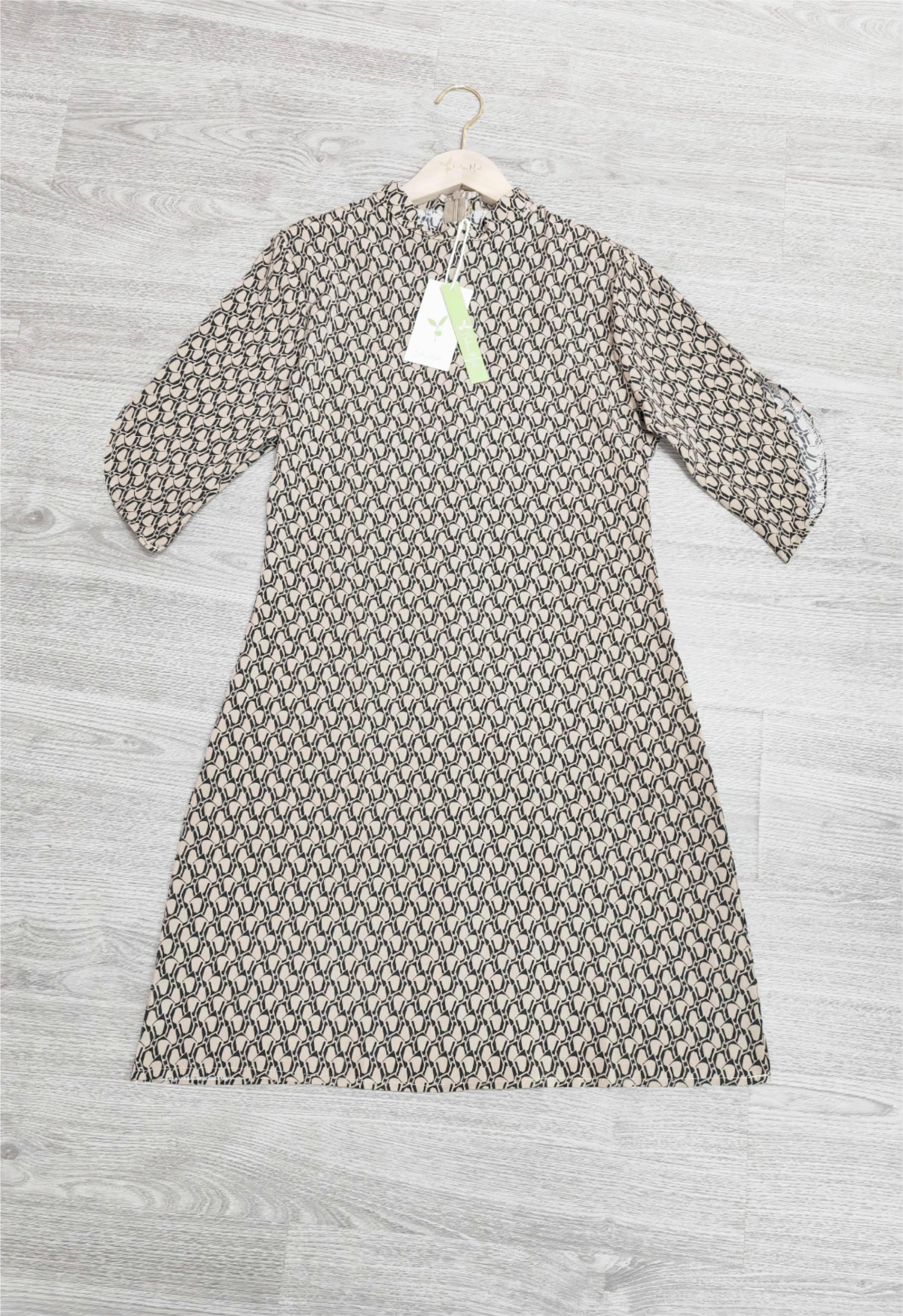 Naturlux® - Bruine mini-jurk met all-over print