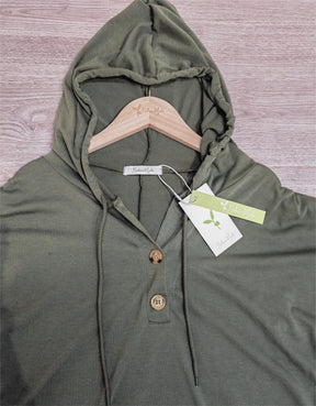 PureWear® - Groene effen hoodie met korte mouwen