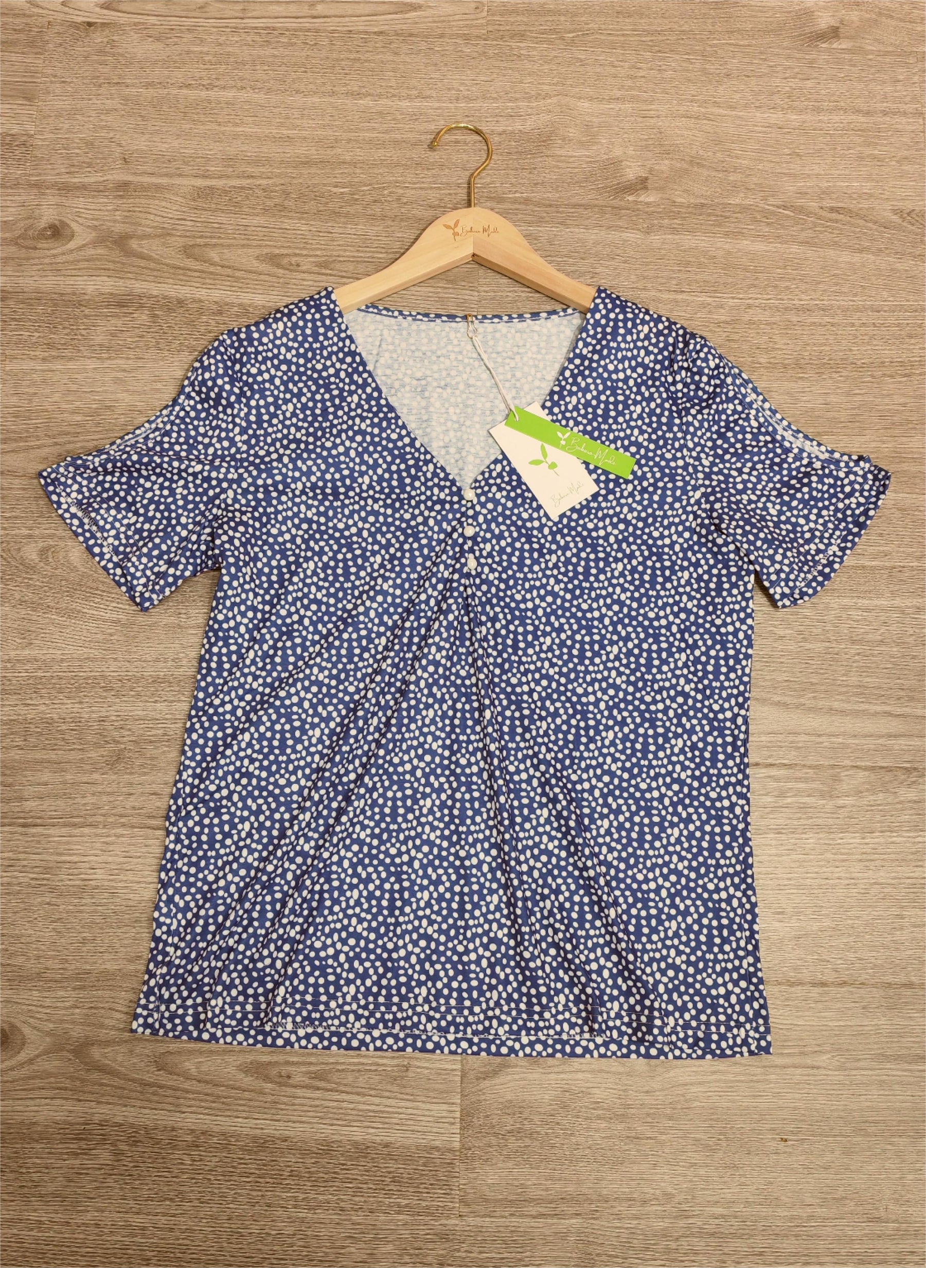 PureWear® - Chique top met V-hals en blauwe print