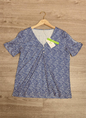 PureWear® - Chique top met V-hals en blauwe print