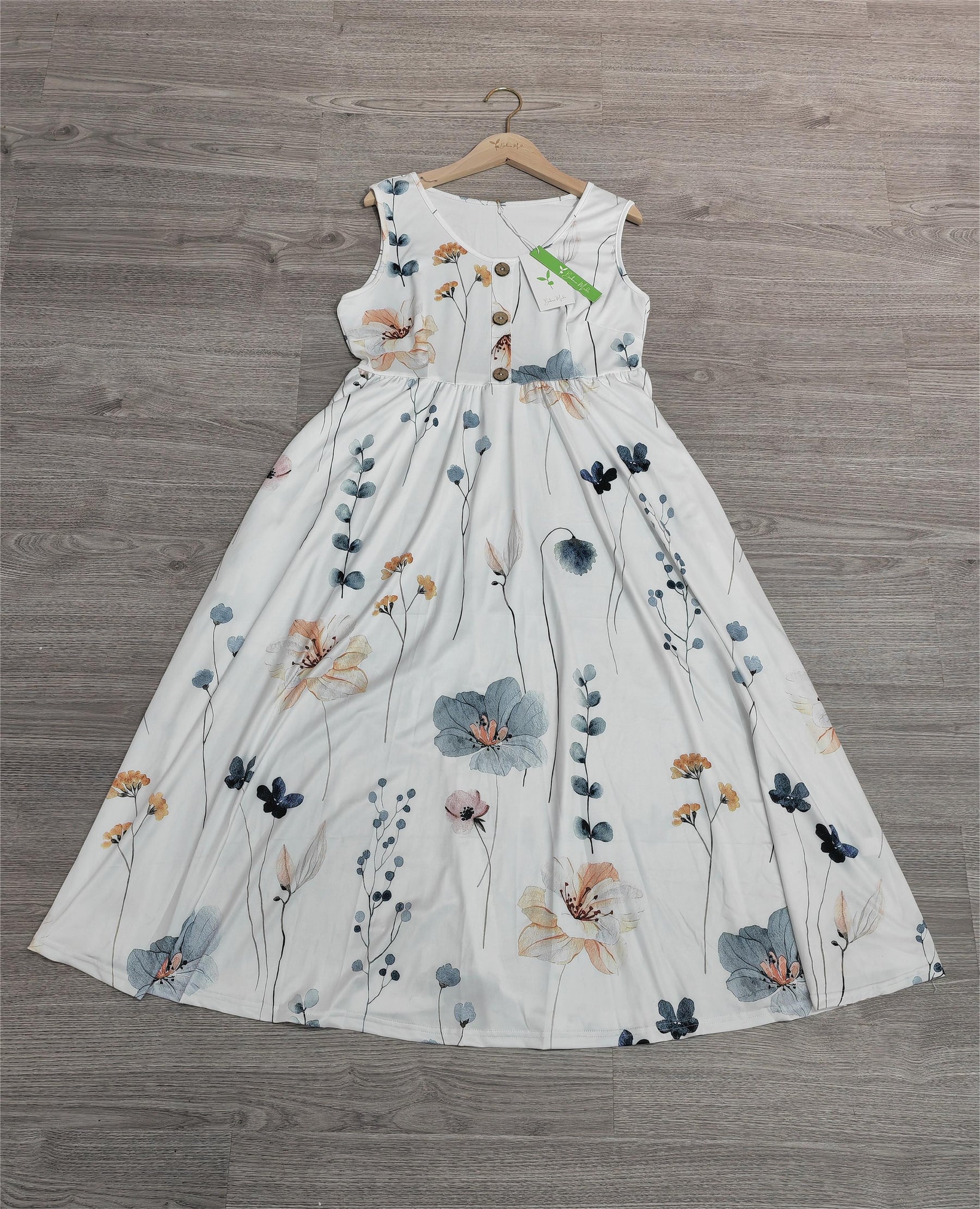 FallStil® - Twofer witte midi-jurk met bloemen