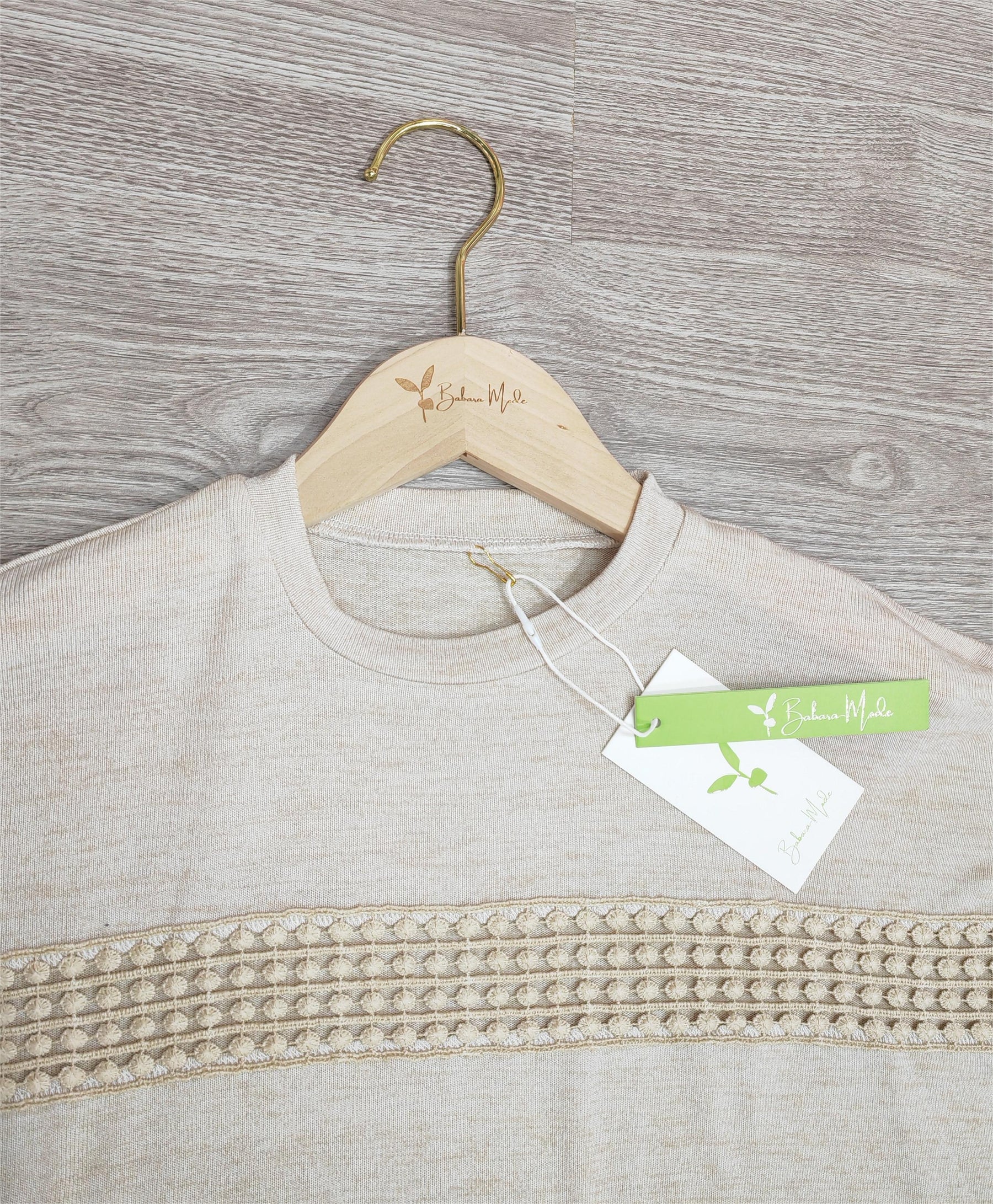 SpringStil® - Beige effen top met korte mouwen