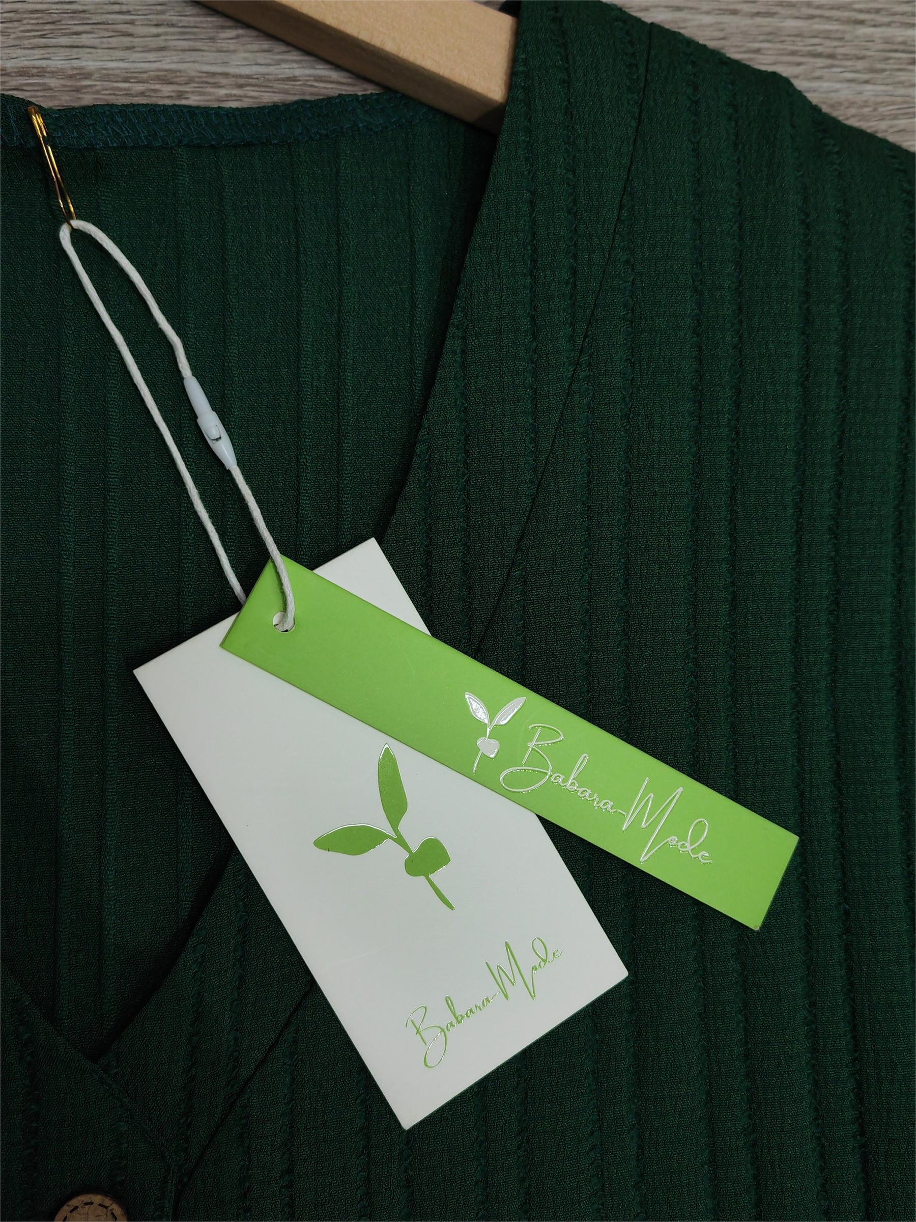 PureWear® - Groene effen mini-jurk met korte mouwen 