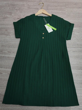 PureWear® - Groene effen mini-jurk met korte mouwen 