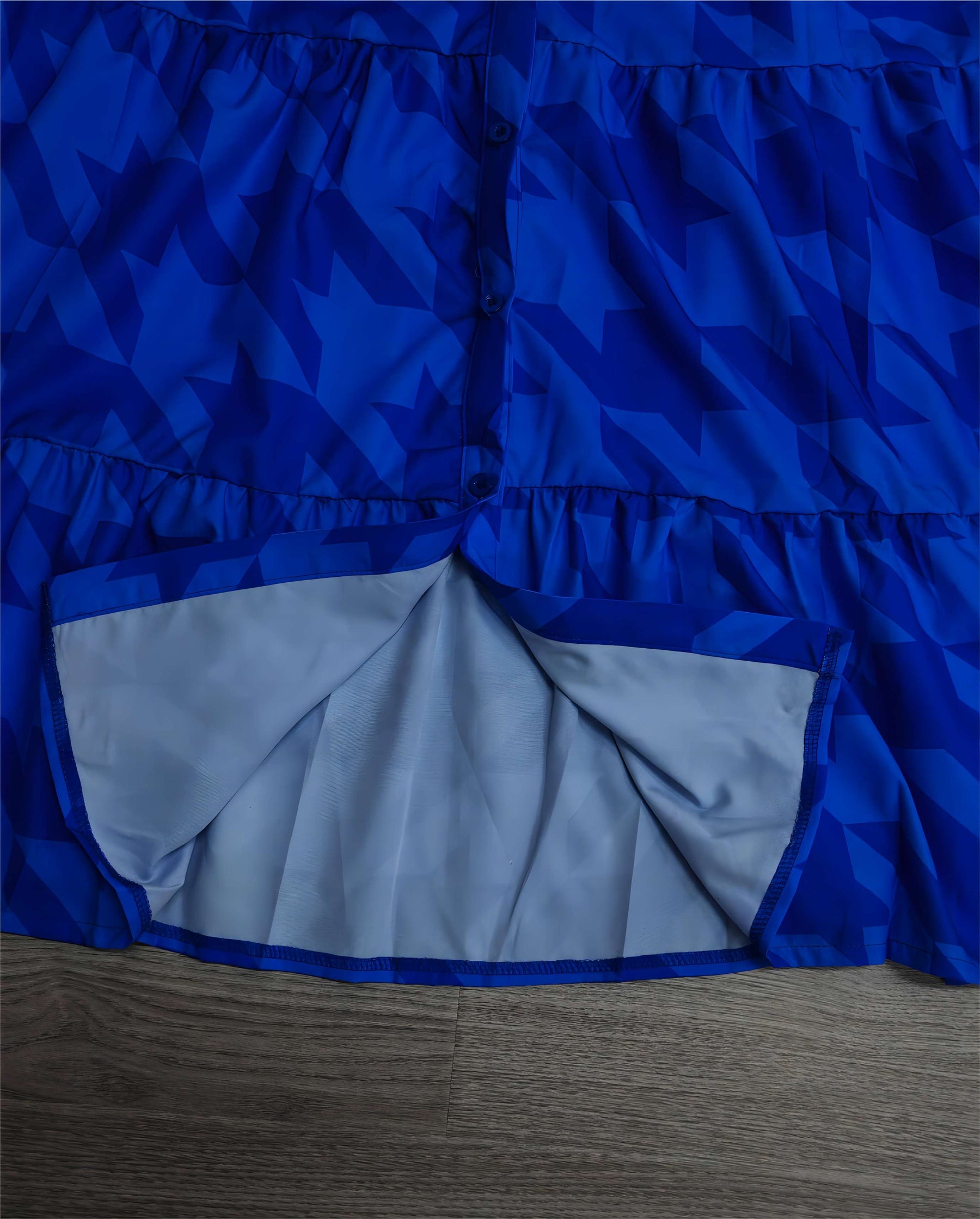 Naturlux® - Blauwe midi-jurk met print en kraag