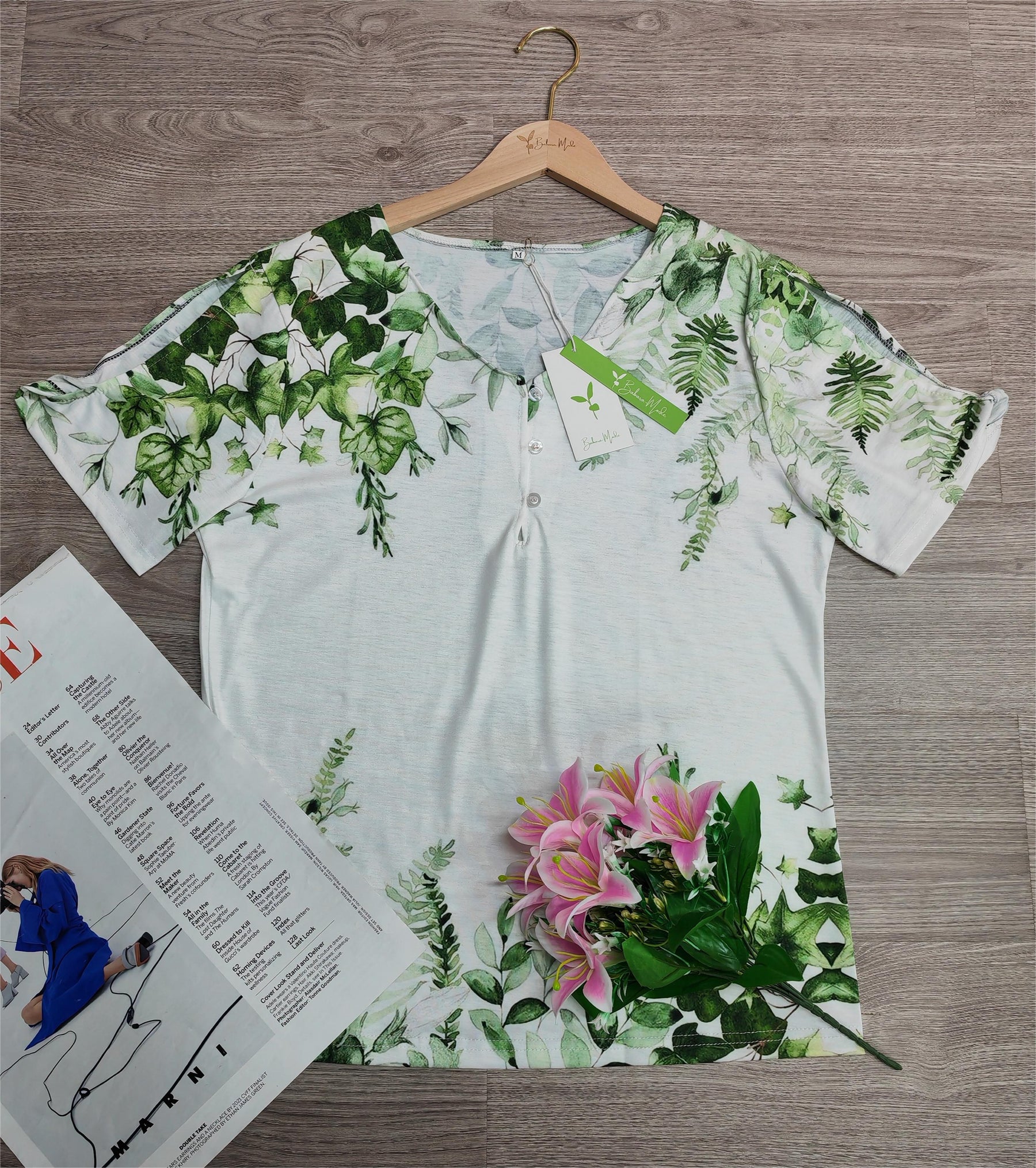 EcoExotica® - Trendy top met korte mouwen en print