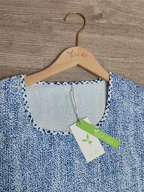 FallStil® - Blauwe effen mini-jurk met korte mouwen