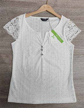 BlossomBliss® - Witte effen top met korte mouwen