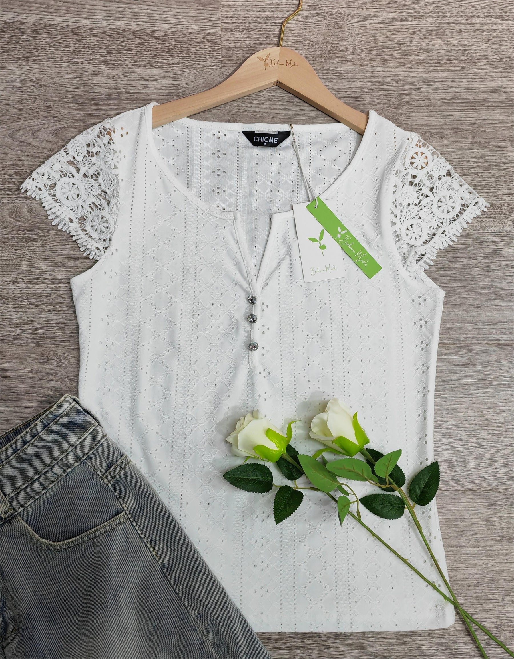 BlossomBliss® - Witte effen top met korte mouwen