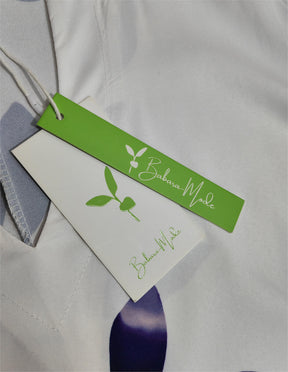 Naturlux® - Midi-jurk met zwart blad T-shirt en zijzakken