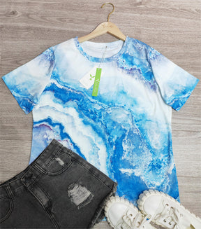 EcoExotica® - Ocean Dream Blauwe top met marmerprint