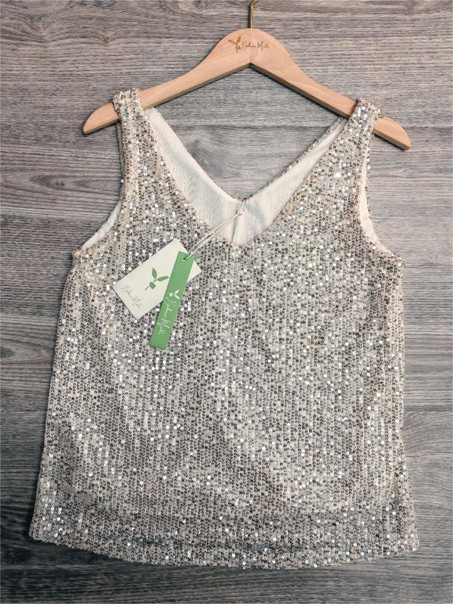 EcoExotica® - Glamoureuze cami met V-hals en pailletten