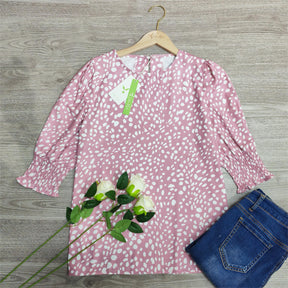 FallStil® - Roze top met ronde hals en print