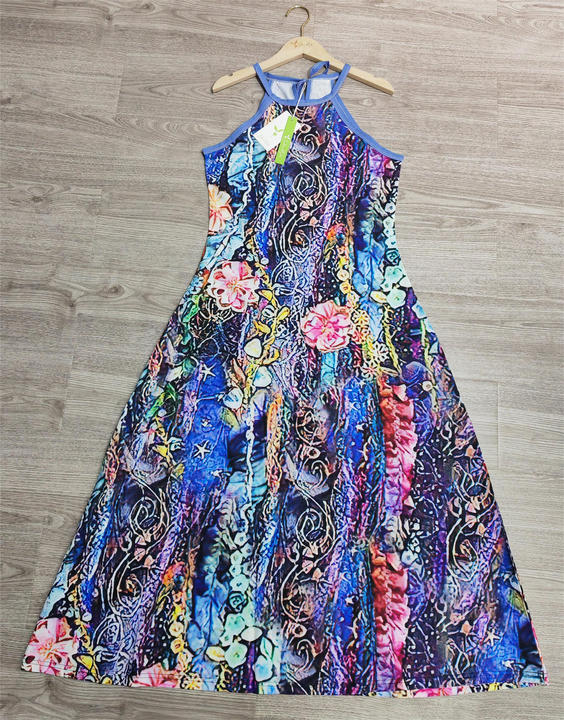 BlossomBliss® - Mouwloze maxi-jurk met oceaanbloemenprint