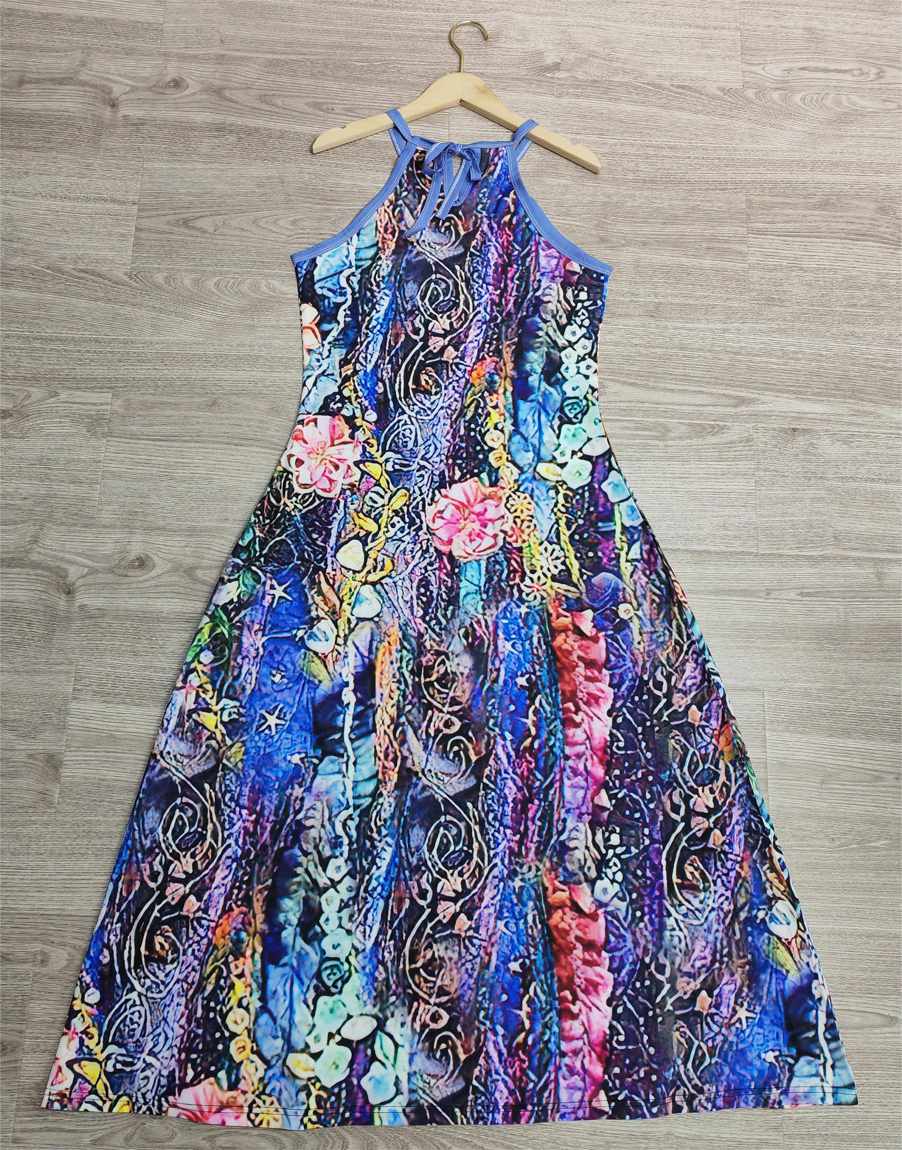 BlossomBliss® - Mouwloze maxi-jurk met oceaanbloemenprint